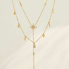 Cubic Zirconia Starburst Pendant Necklaces