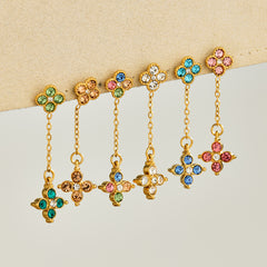 Clover Cubic Zirconia Chain Drop Earrings