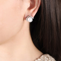 Pearl-Look Sculptural Stud Earrings