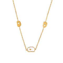 White Shell Geometric Long Necklace