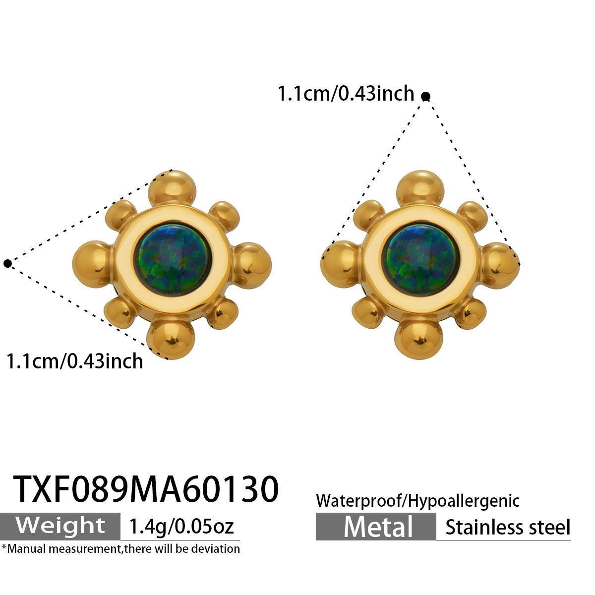 Green Stone Sunburst Stud Earrings
