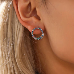 Clear or Multicolor Cubic Zirconia Circle Earrings