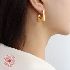 Geometric Square Open-Hoop Earrings