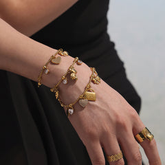 Gold-Tone Sparkling Charm Bracelet or Anklet
