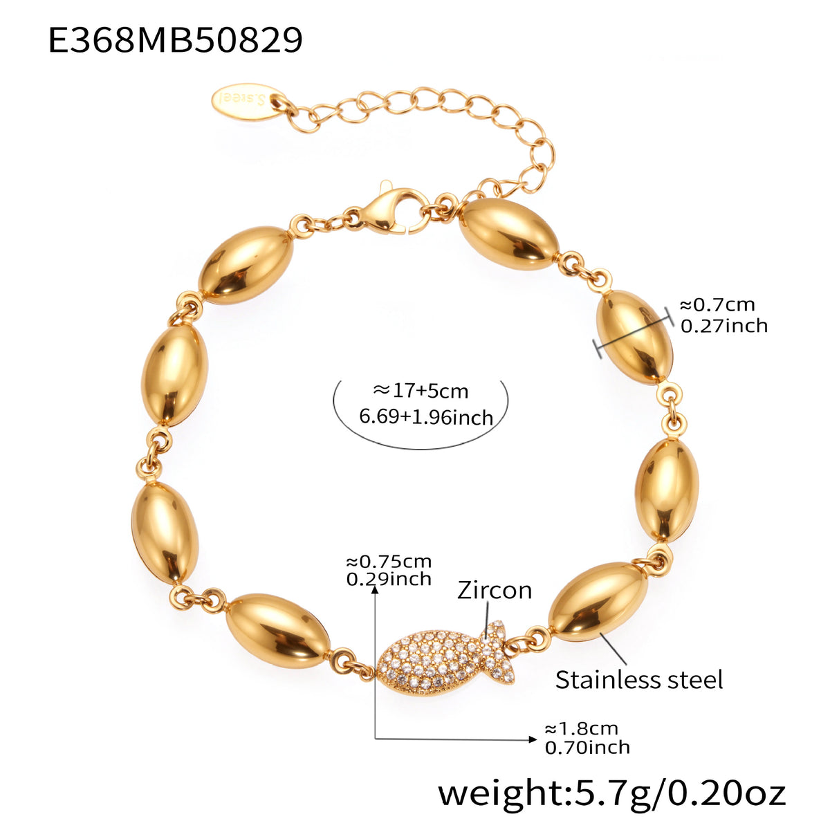 Gold-Tone Ocean Detail Link Bracelet