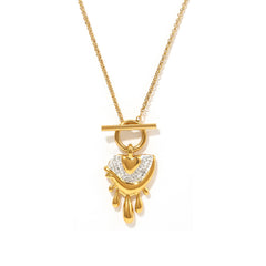 Heart Charm Toggle Pendant Necklace