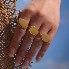 Polished Oval Adjustable Statement Ring