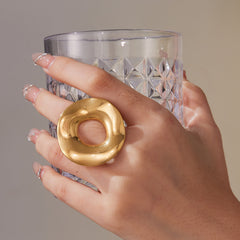 Open Disc Sculptural Stainless Steel Ring