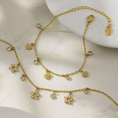 Cubic Zirconia Star Charm Necklace & Bracelet