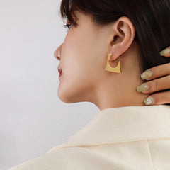 Geometric Square Open-Hoop Earrings