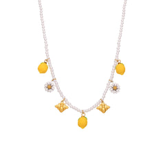 Lemon & Daisy Pearl-Look Necklace & Pendant