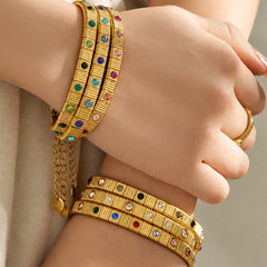 Colored Cubic Zirconia Link Bracelet
