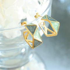 Enamel Geometric Open Hoop Earrings