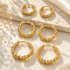 18K Gold-Plated Textured Huggie Hoop Earrings