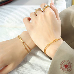 18K Gold-Plated Double-Line Open Link Bracelet