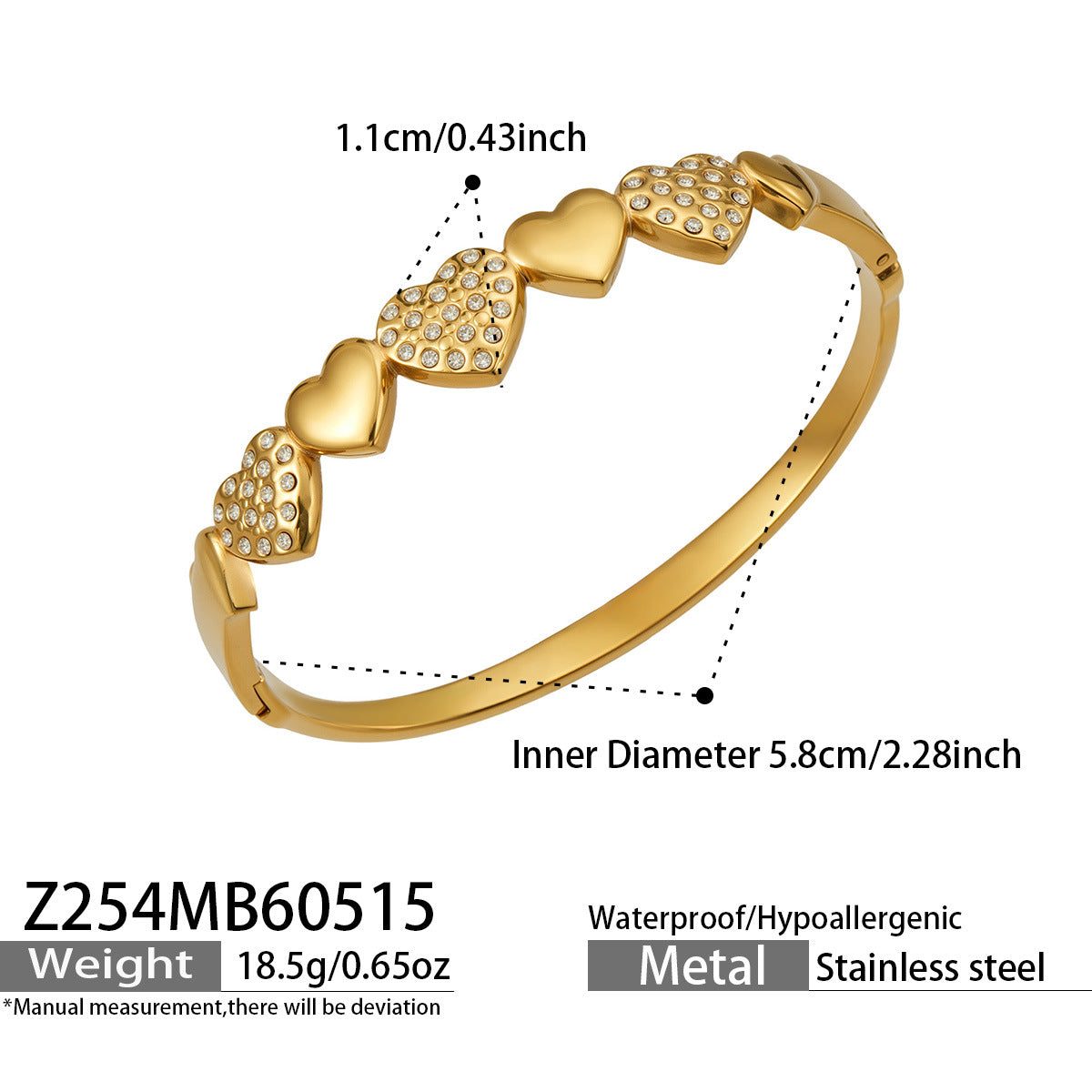 18K Gold-Plated Cubic Zirconia Clasp Bangle Designs