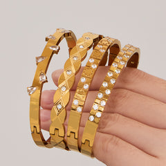 Cubic Zirconia Geometric Bangle Collection