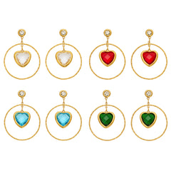 Czech Glass Heart and Circle Drop Earrings
