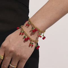 18K Gold-Plated Cherry Charm Necklace or Bracelet
