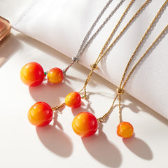 18K Gold-Plated Cherry Long Pendant Necklace