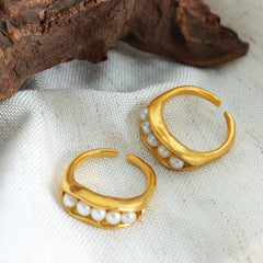 18K Gold-Plated Pearl-Look Pod Open Ring