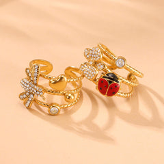 Enamel Cherry and Bee Open Ring Designs