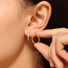 Cubic Zirconia Small Stainless Steel Hoop Earrings