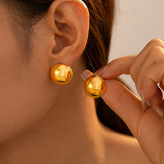 18K Gold-Plated Rounded Dome Stud Earrings