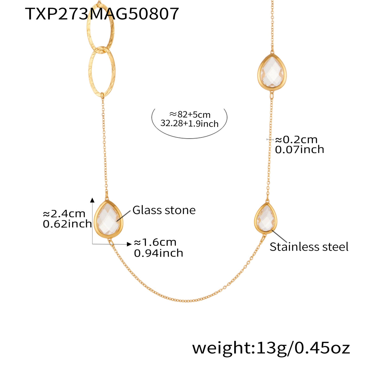 Faceted Glass Long Link Necklace