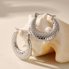 18K Gold-Plated Textured Round Hoop Earrings
