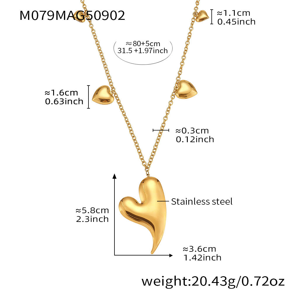18K Gold-Plated Long Heart Charm Necklace