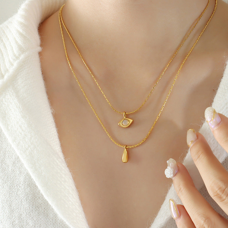 18K Gold-Plated Opal Accent Layered Necklace