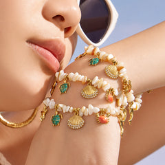 Ocean Charm Natural Stone and Shell Bracelet