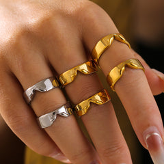 18K Gold-Plated Sculptural Indented Band Ring