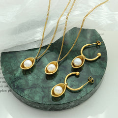 Freshwater Pearl Oval Pendant Necklace or Earrings