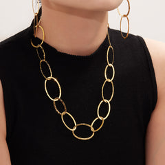 18K Gold-Plated Hammered Oval Link Jewelry