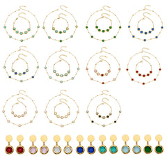 Faceted Round Glass Stone Necklace, Bracelet & Earrings
