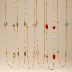 Color Glass Bead Long Necklace