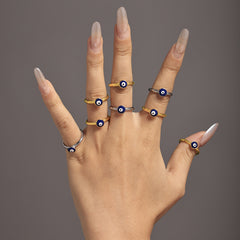 Blue Evil Eye Enamel Band Ring