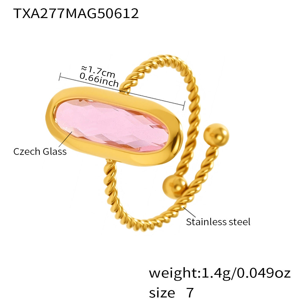 Czech Glass Bead-Band Open Ring