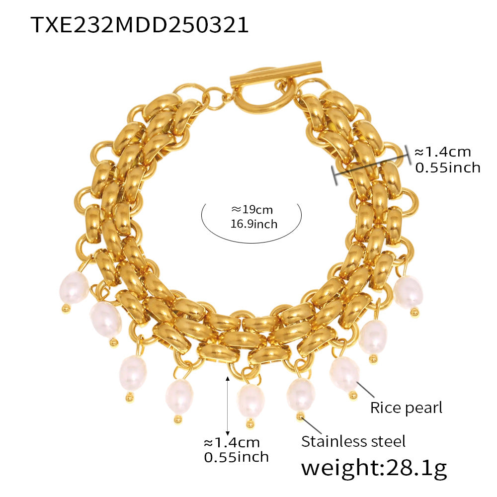 Shell Pearl-Look Fringe Necklace & Bracelet