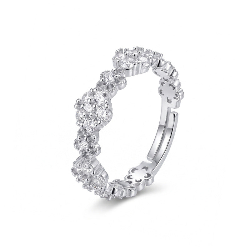 Camille Pavé Floral Adjustable Ring