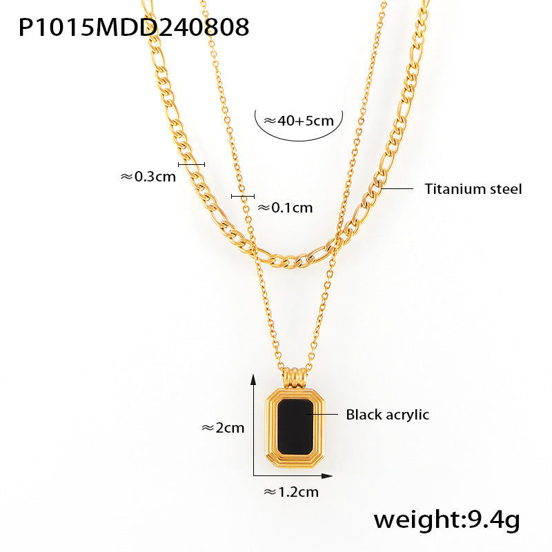 Layered Acrylic Tag Pendant Necklace