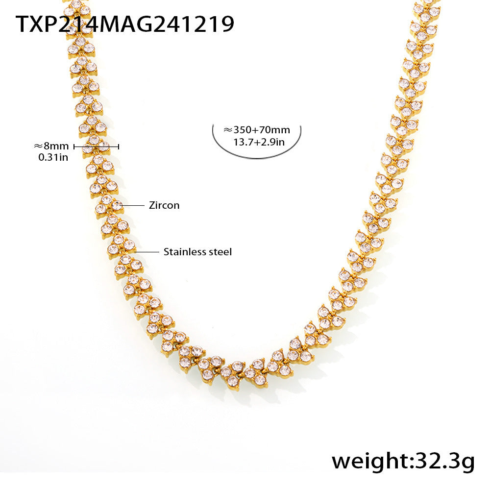 18K Gold-Plated Cubic Zirconia Geometric Necklace