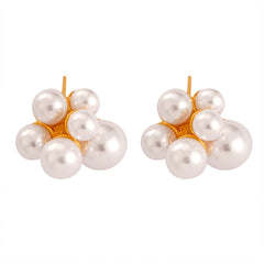 Clustered Shell Pearl-Look Stud Earrings