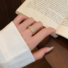Camille Vintage-Inspired Turquoise Pavé Adjustable Ring