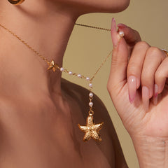 Starfish Pendant Bead Y Necklace