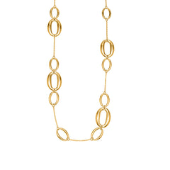 Gold-Tone Open Oval Link Long Necklace
