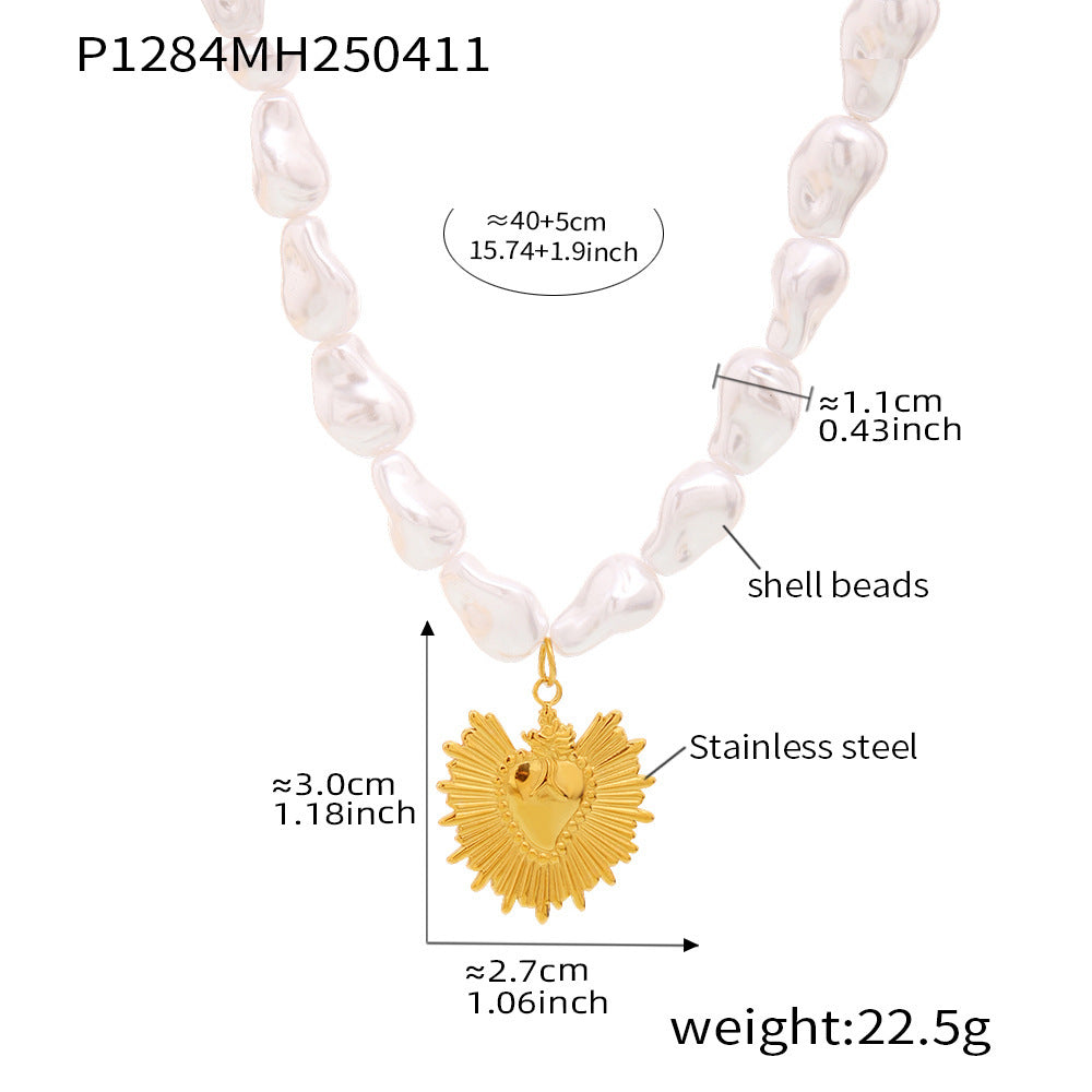 Pearl-Look Heart, Starfish or Sun Pendant Necklace