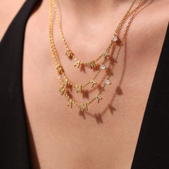 18K Gold-Plated Cubic Zirconia MAMA Necklace or Bracelet